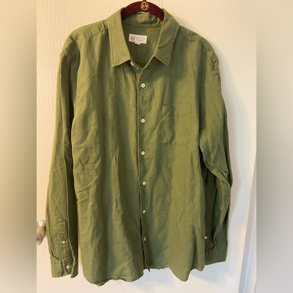 Men’s long sleeve button down, GAP, Large, Green